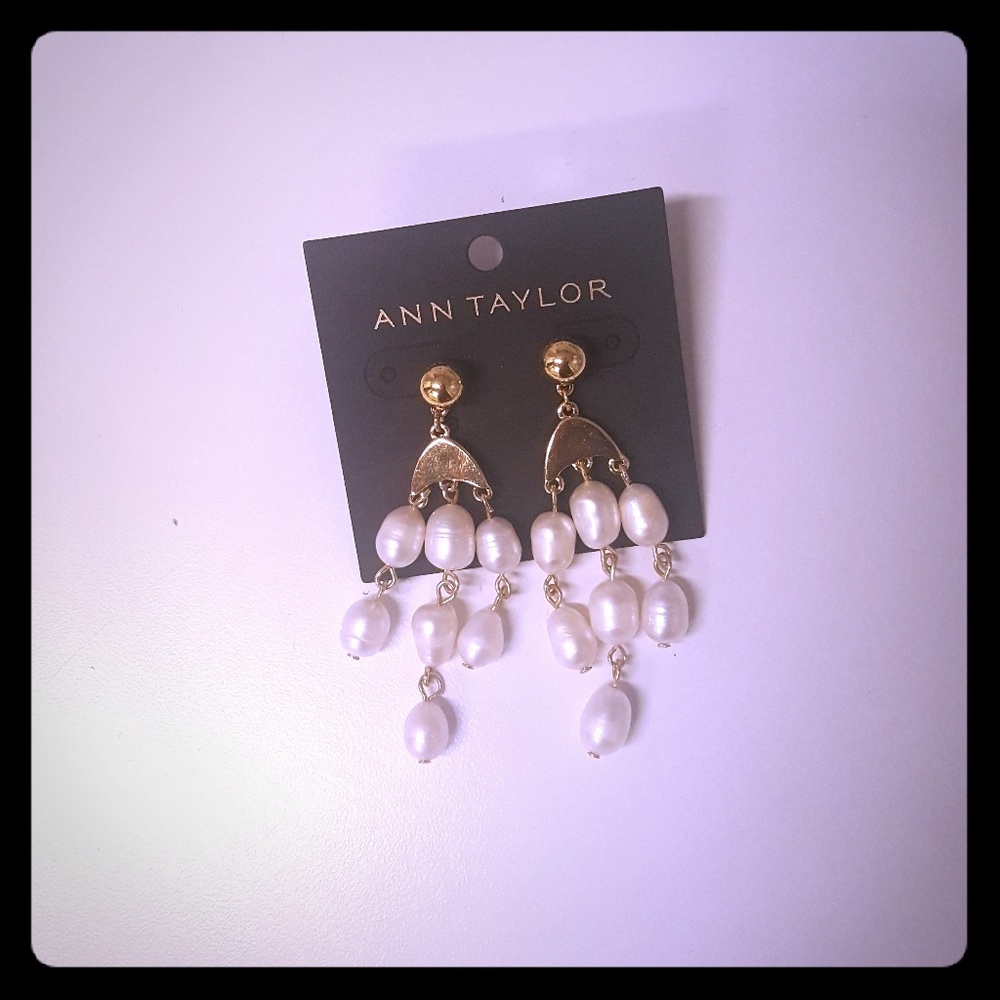 Ann Taylor faux earl chandelier earrings